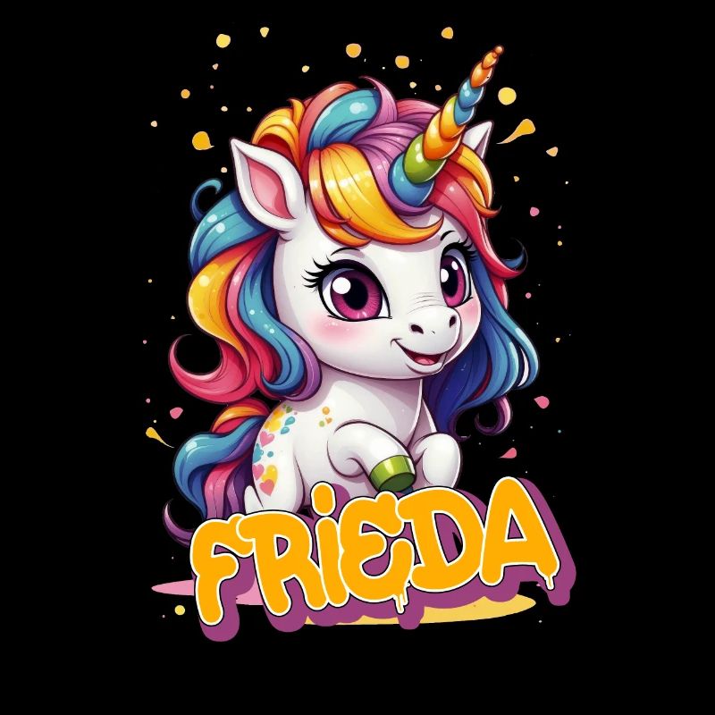 FRIEDA - Schöner Mädchen Name mit süßem Einhorn