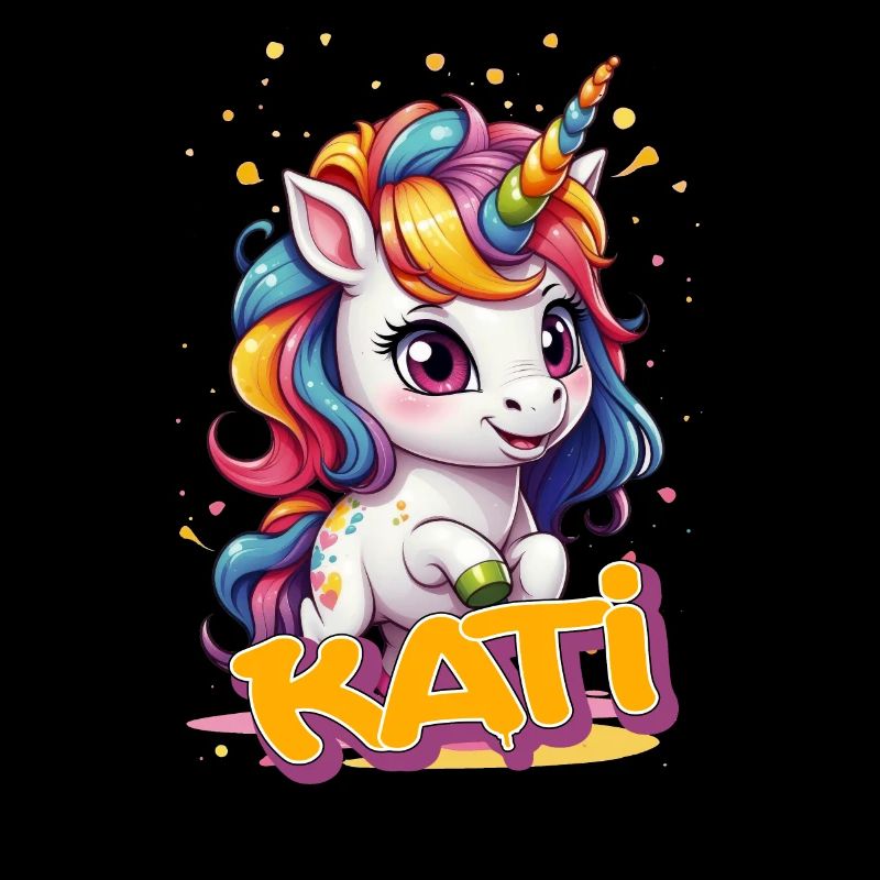 KATI - Schöner Mädchen Name mit süßem Einhorn