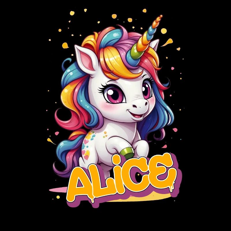 ALICE - Schöner Mädchen Name mit süßem Einhorn