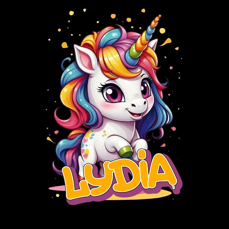LYDIA - Schöner Mädchen Name mit süßem Einhorn