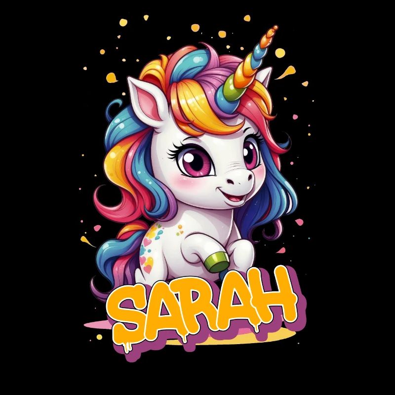 SARAH - Schöner Mädchen Name mit süßem Einhorn