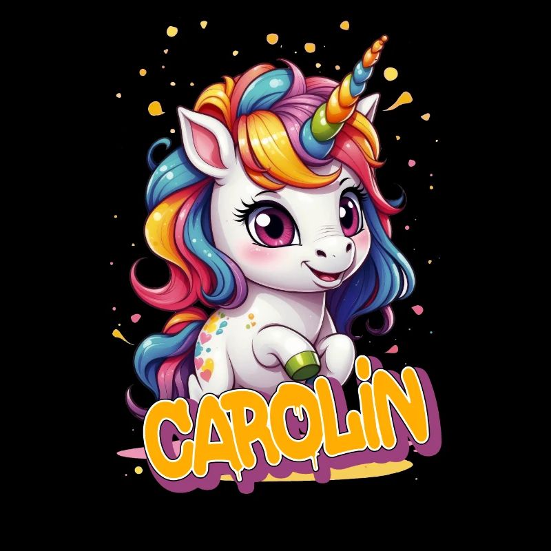 CAROLIN - Schöner Mädchen Name mit süßem Einhorn