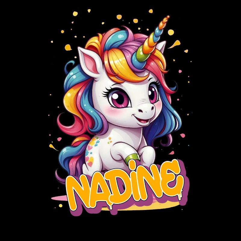 NADINE - Schöner Mädchen Name mit süßem Einhorn