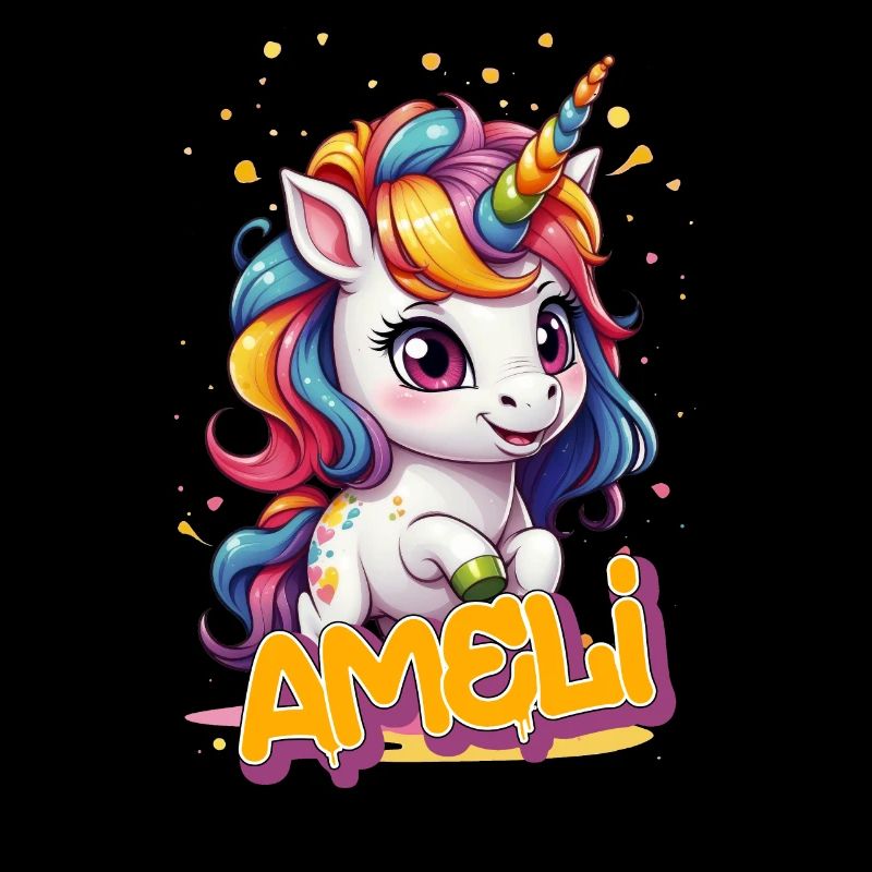 AMELI - Schöner Mädchen Name mit süßem Einhorn
