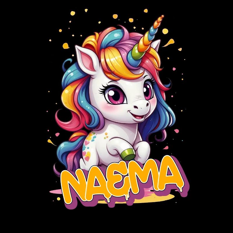 NAEMA - Schöner Mädchen Name mit süßem Einhorn