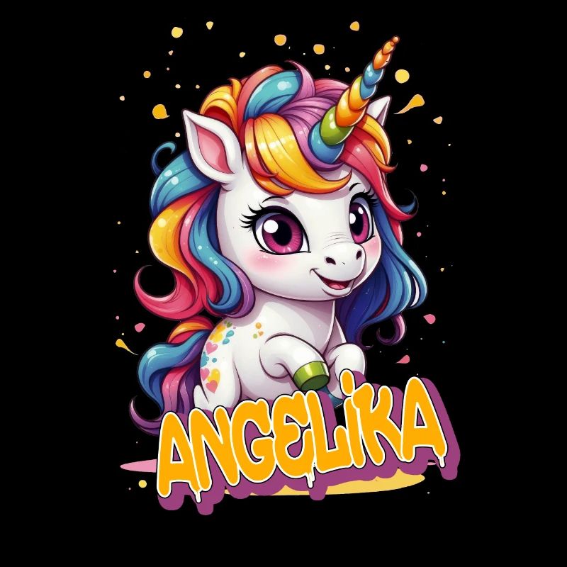 ANGELIKA - Schöner Mädchen Name mit süßem Einhorn