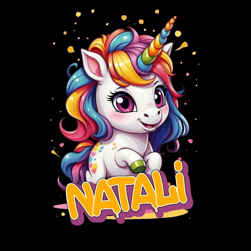 NATALI - Schöner Mädchen Name mit süßem Einhorn