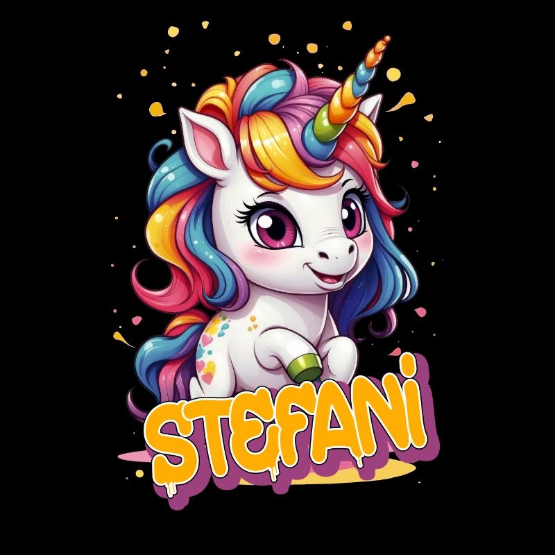 STEFANI - Schöner Mädchen Name mit süßem Einhorn