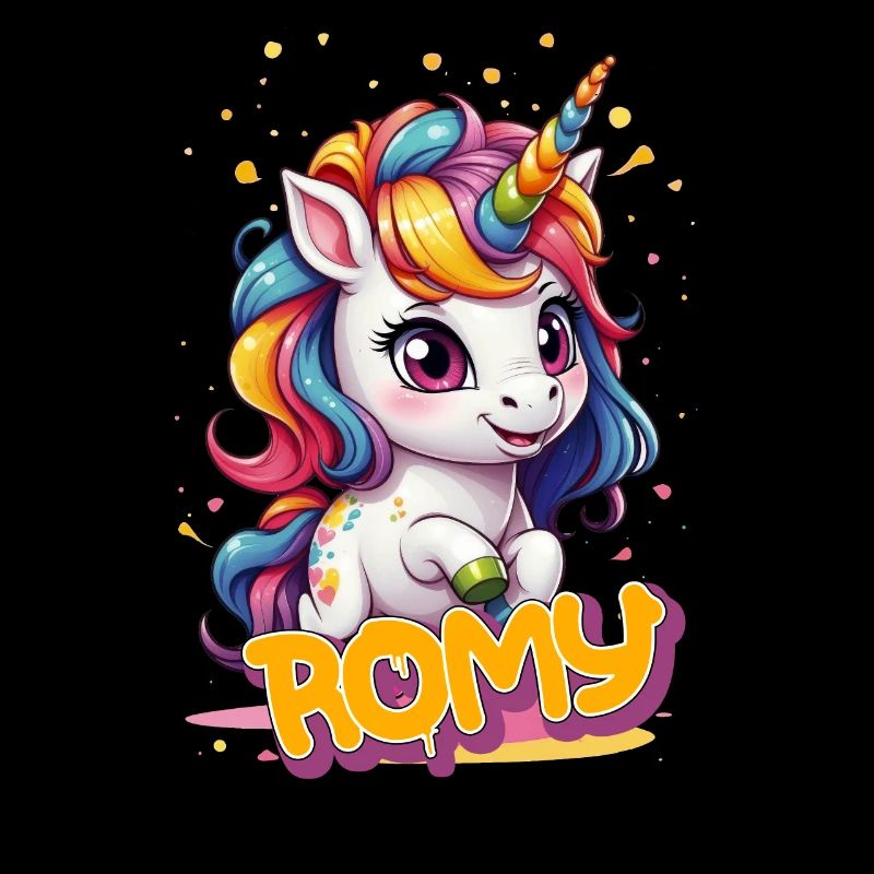 ROMY - Schöner Mädchen Name mit süßem Einhorn