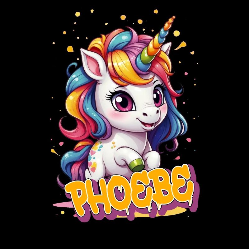 PHOEBE - Schöner Mädchen Name mit süßem Einhorn