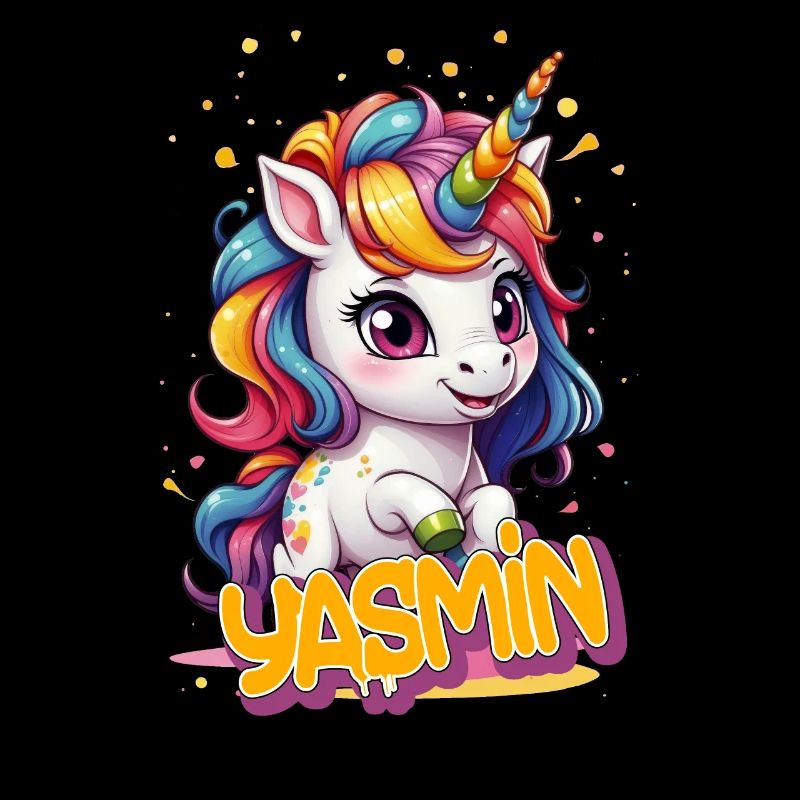 YASMIN - Schöner Mädchen Name mit süßem Einhorn