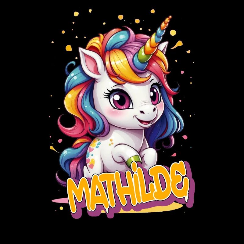 MATHILDE - Beau nom de fille avec une jolie licorne