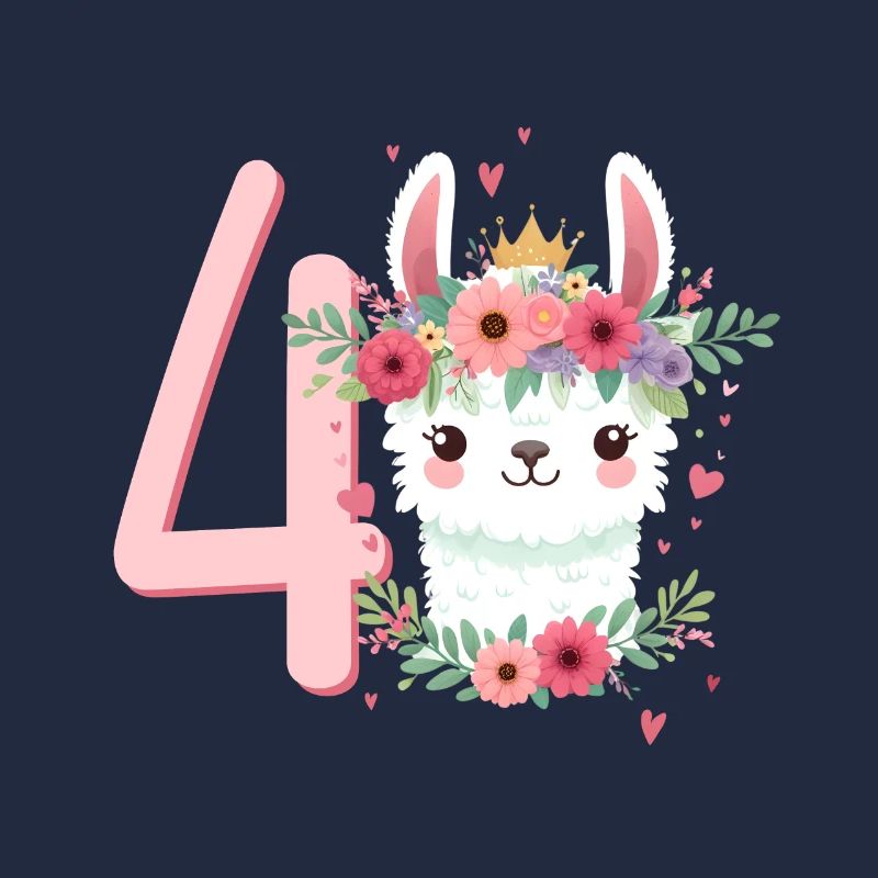 Geburtstag 4 Mädchen Alpaka LLama Vier Lama 4 Jahr