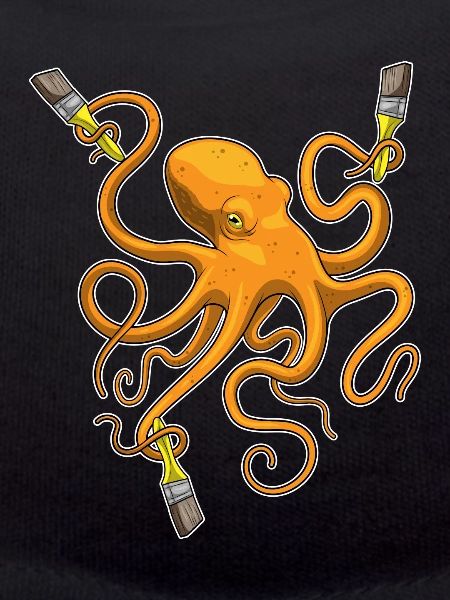 Octopus Painter Brush Painting