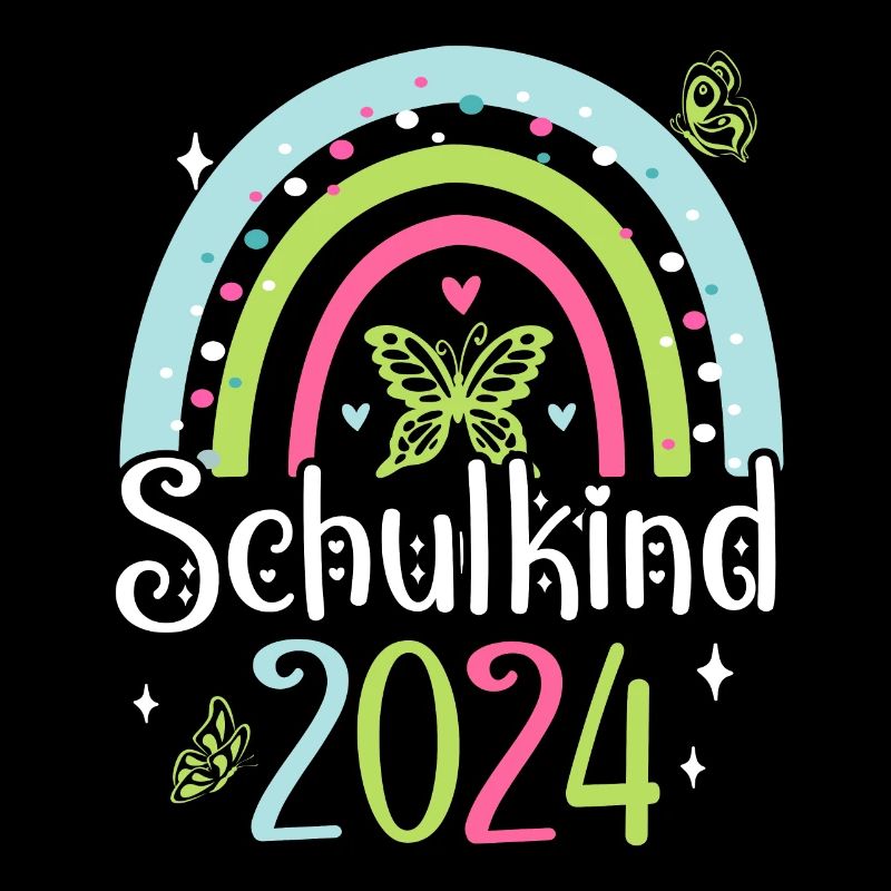 Schulkind 2024 Mädchen Regenbogen Einschulung 2024