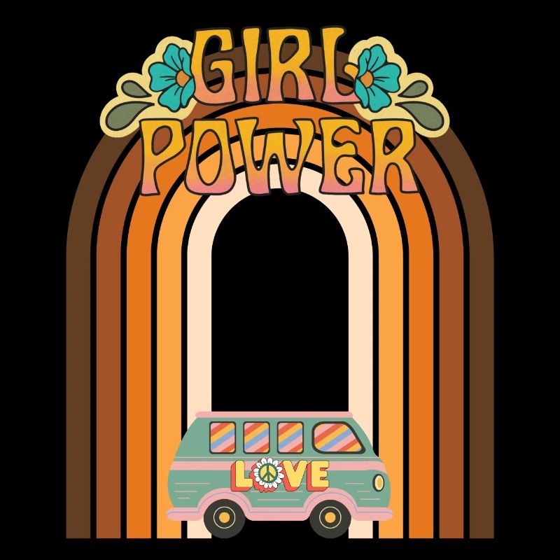 Girl Power Hippie Spruch mit einem Van