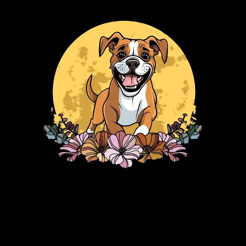 Boxer Hund Deutscher Boxer Wilde Blumen