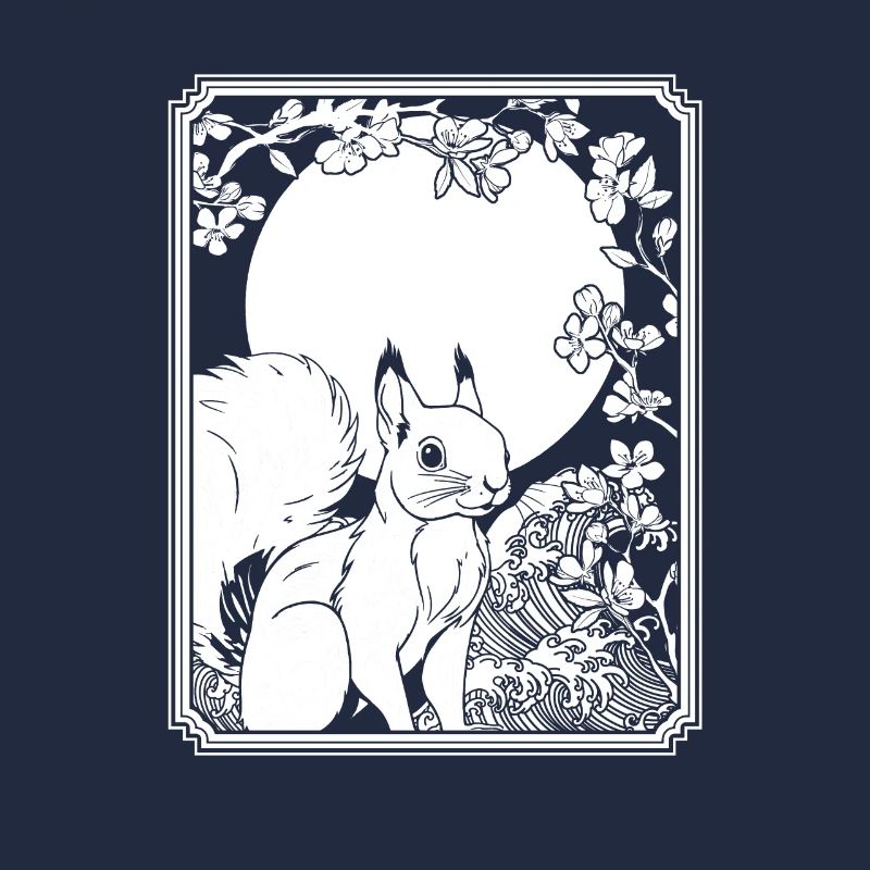 Eichhörnchen Japan Cherry Blossom Moon