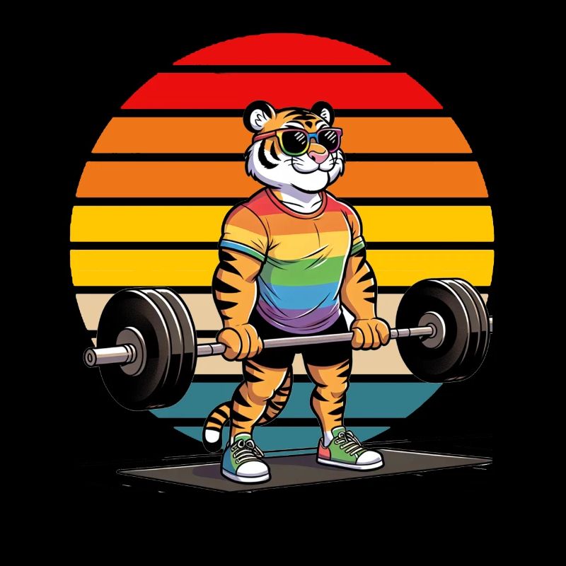 Cool Rainbow Tiger Deadlifting In The Gym