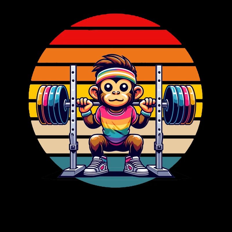 Rainbow Monkey Squatting in the Gym