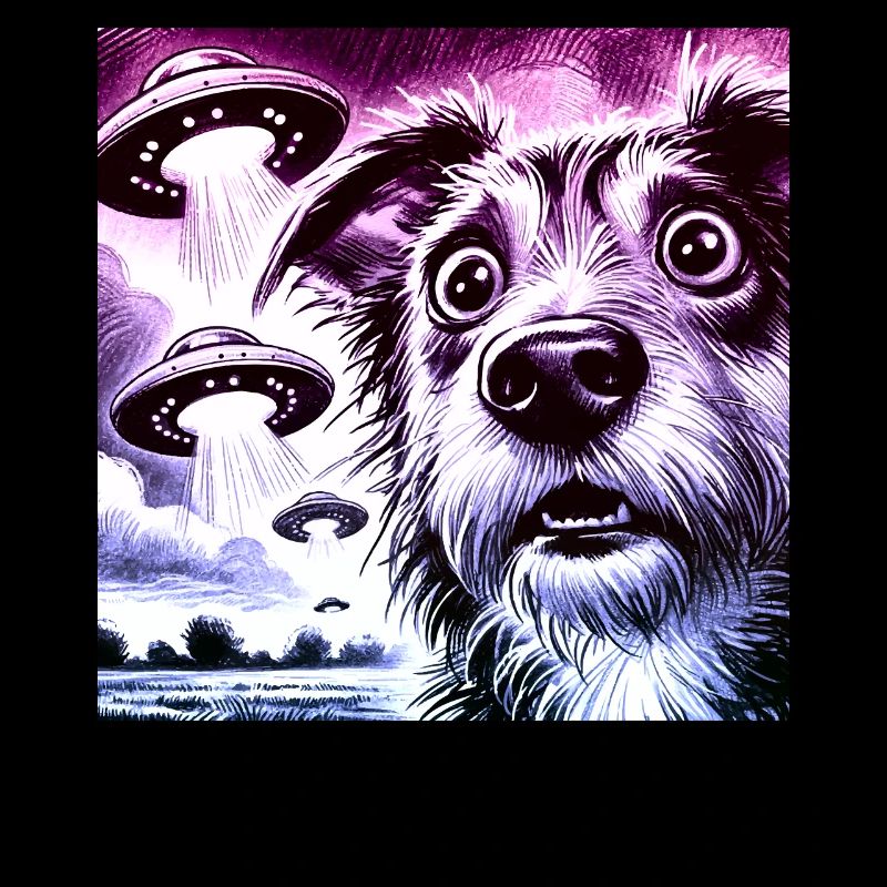 Rencontre avec un chien choqué et une invasion extraterrestre Design