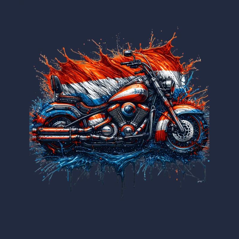 Cool, motorcyclists design Dutch flag.