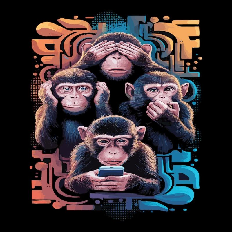 singe sage avec téléphone portable drôle multi conception multimédia