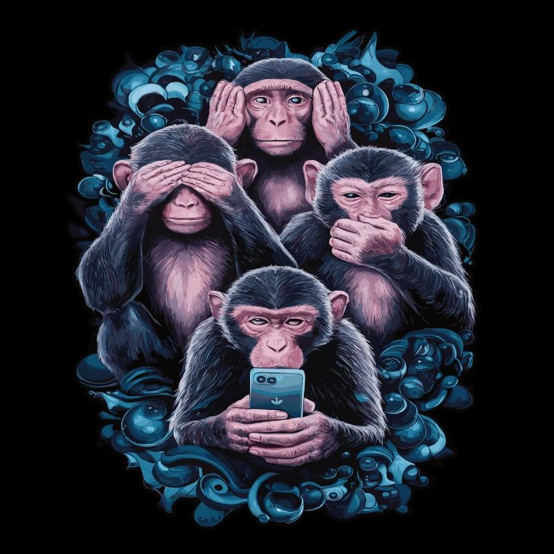 singe sage avec téléphone portable drôle multi conception multimédia