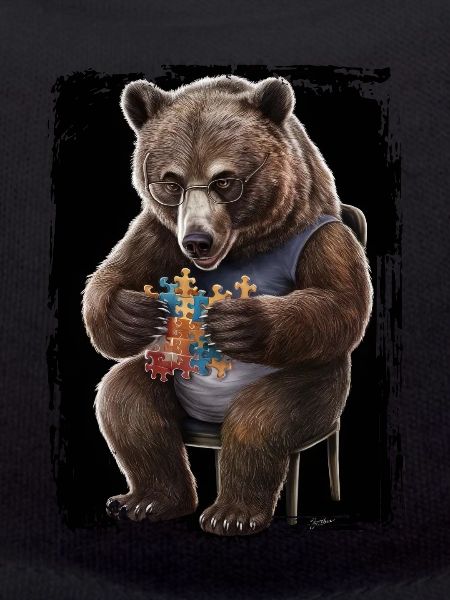 Grizzlybär spielt Puzzle Geschenk