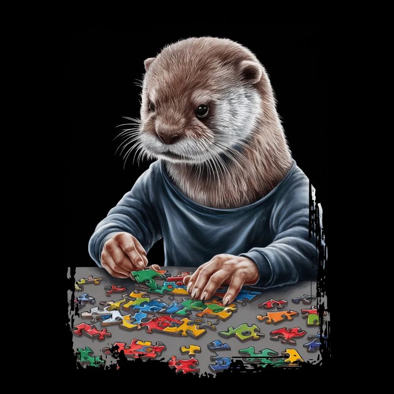 Otter spielt Puzzle Geschenk