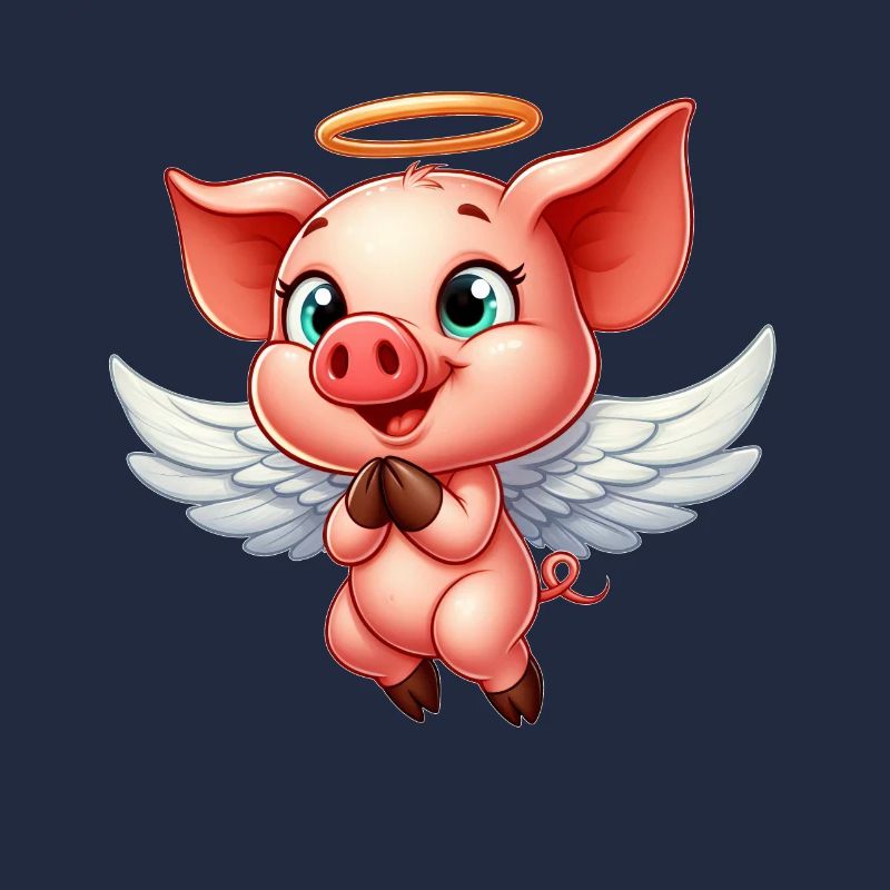 Ange cochon avec des ailes et une auréole