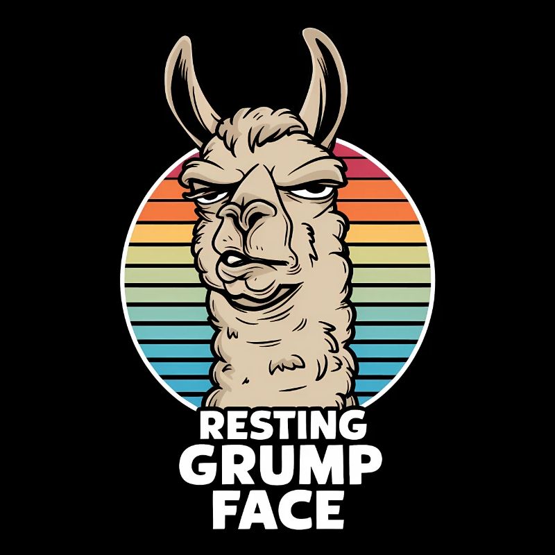 Resting Grump Face Llama Funny Rainbow Retro
