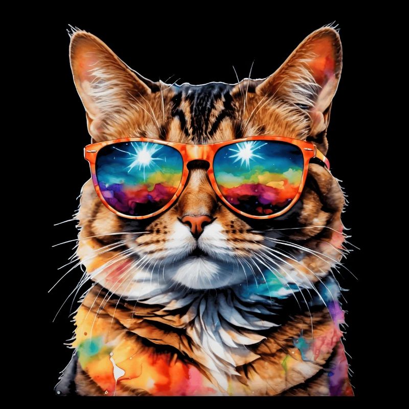 Katze Sonnenbrille Bunt Lustig Tier Design Print