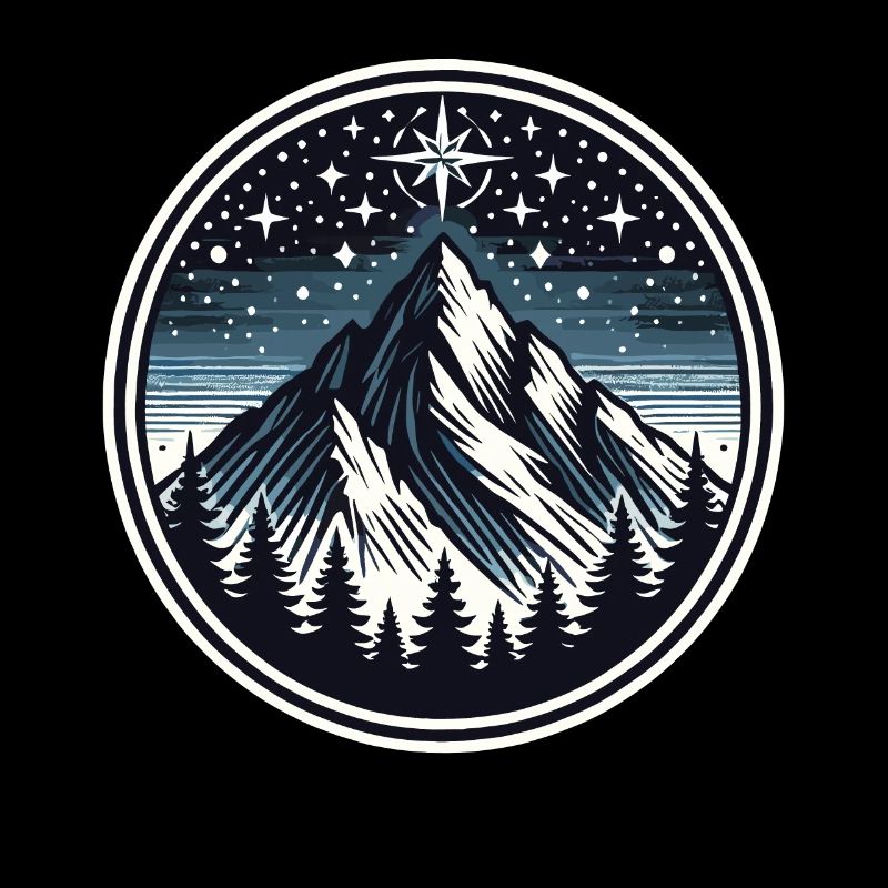 Majestic mountain and starry sky