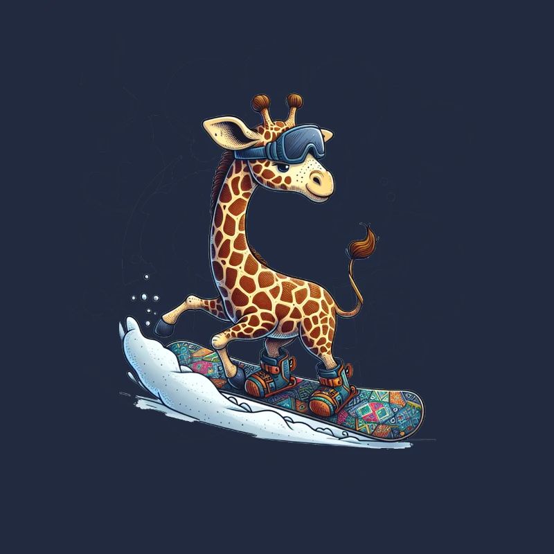 Cute Snowboarder Giraffe