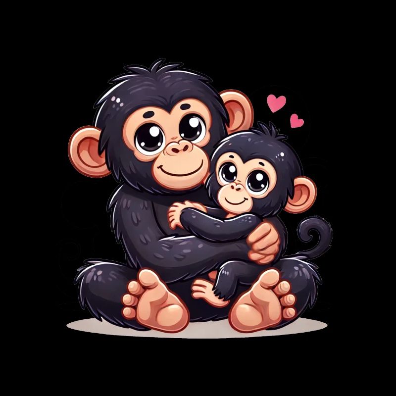 Parent chimpanzé aimant avec enfant