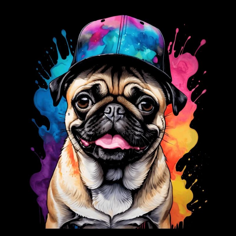 Carlin Snapback Cap Chien Coloré Drôle Design Imprimer