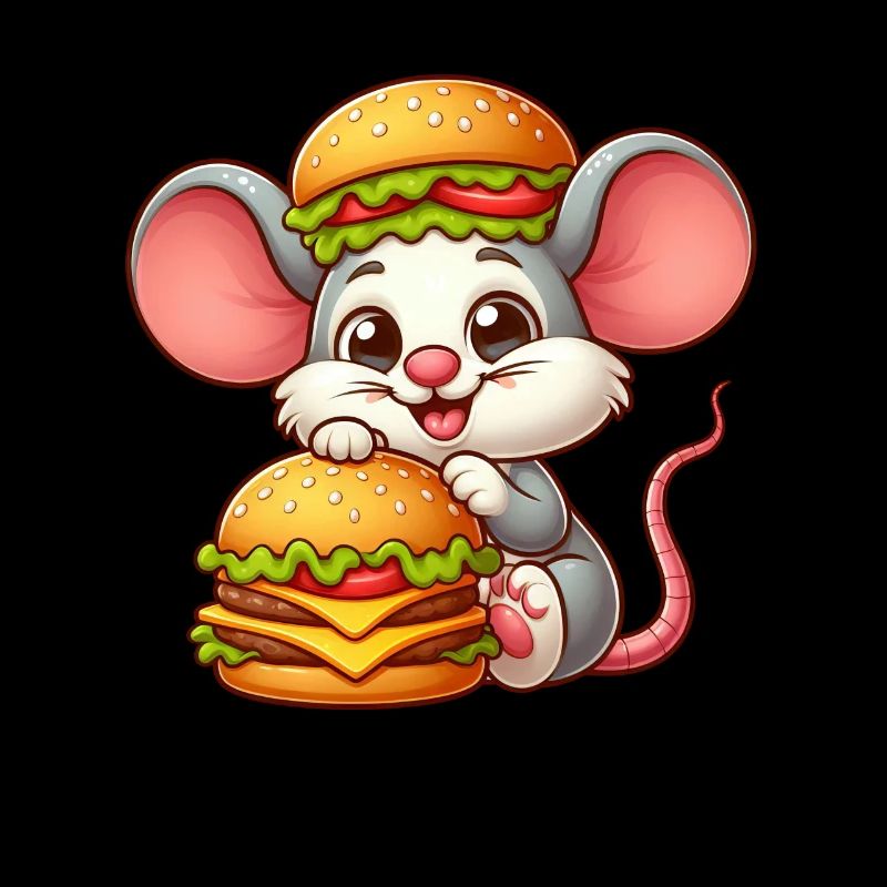 Lustige Maus Ratte Cheeseburger Comic Fast Food