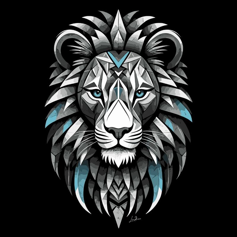 Black and White and Blue Lion Symbol