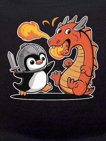 Knight penguin fights dragons