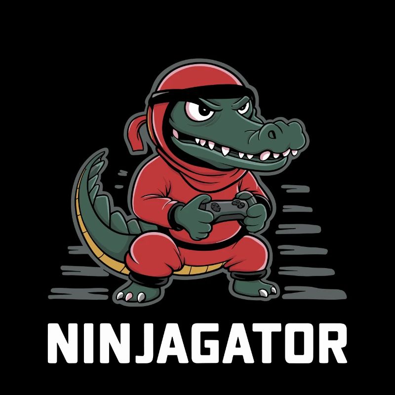 Ninja Alligator Gamer Fun Gaming Reptile Graphique