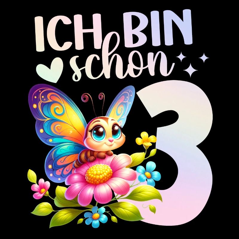 Geburtstag 3 Mädchen Schmetterling Mädchen Drei 3