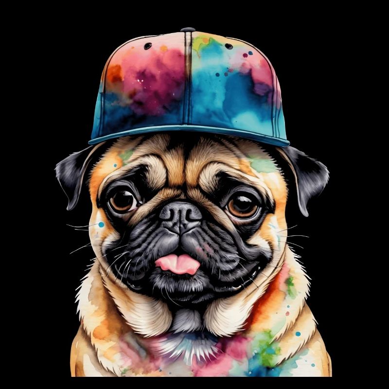 Carlin Snapback Cap Chien Coloré Conception Drôle Imprimer