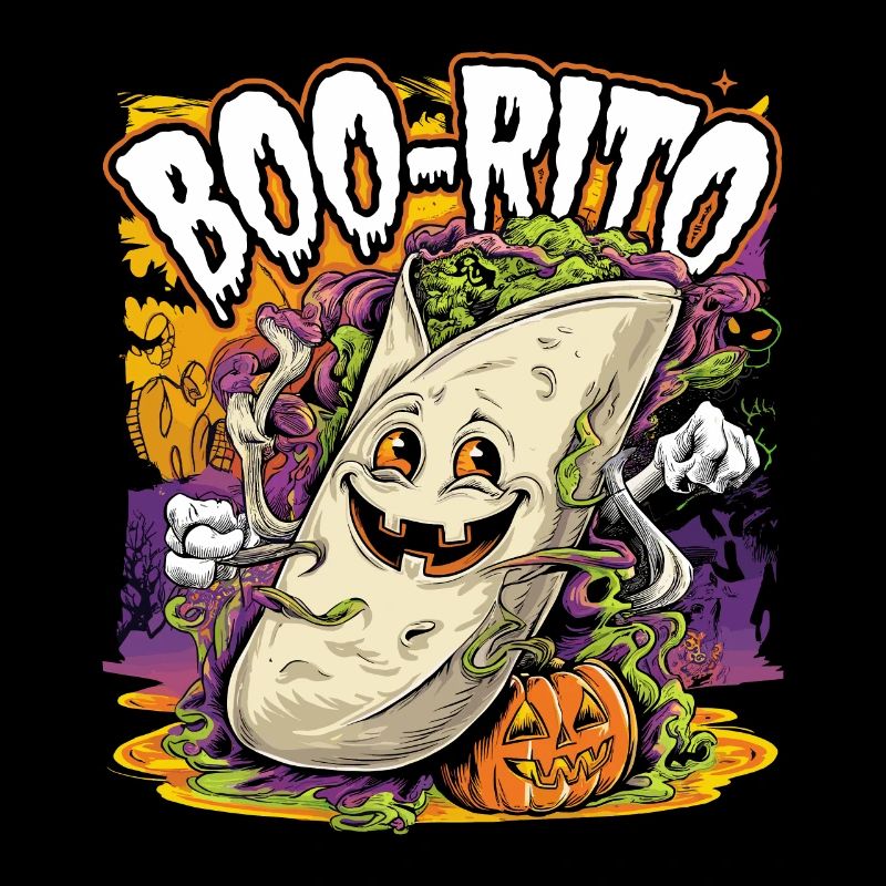 Boo-Rito Halloween Burrito Cute Ghost Pumpkin