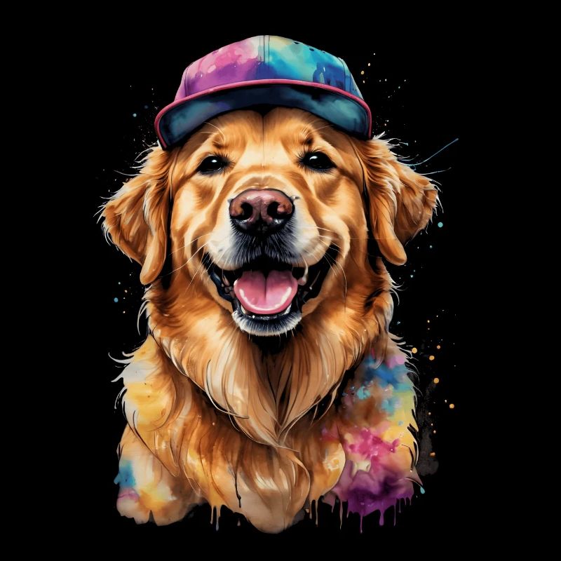Golden Retriever Snapback Cap Chien Design Print
