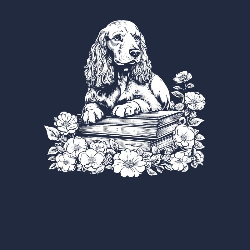 Cocker Spaniel Blumenbuchleser Floralcottagecore