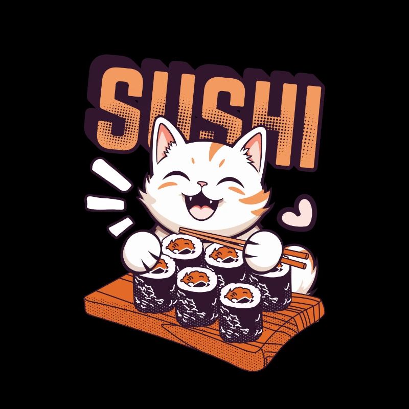Cute cat eating sushi