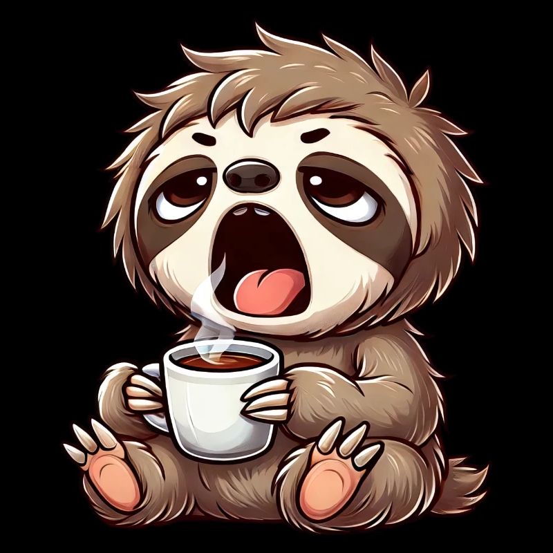 Sloth Coffee Yawning Tired Morning Grouch