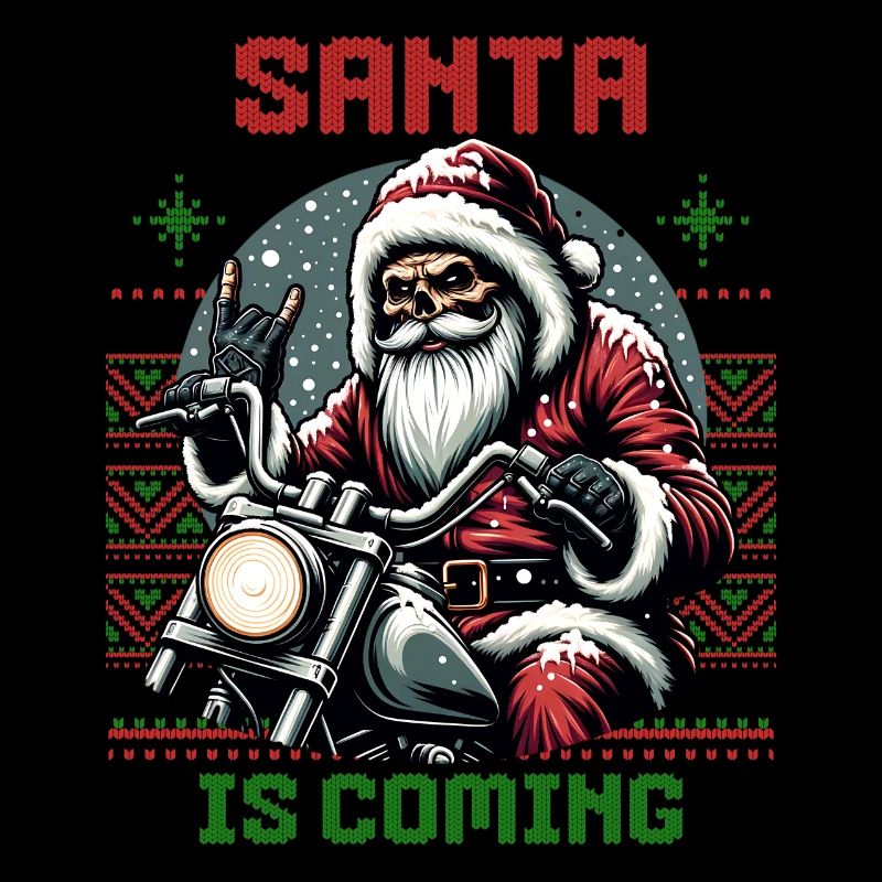 Motorcycle Santa Claus Biker Christmas