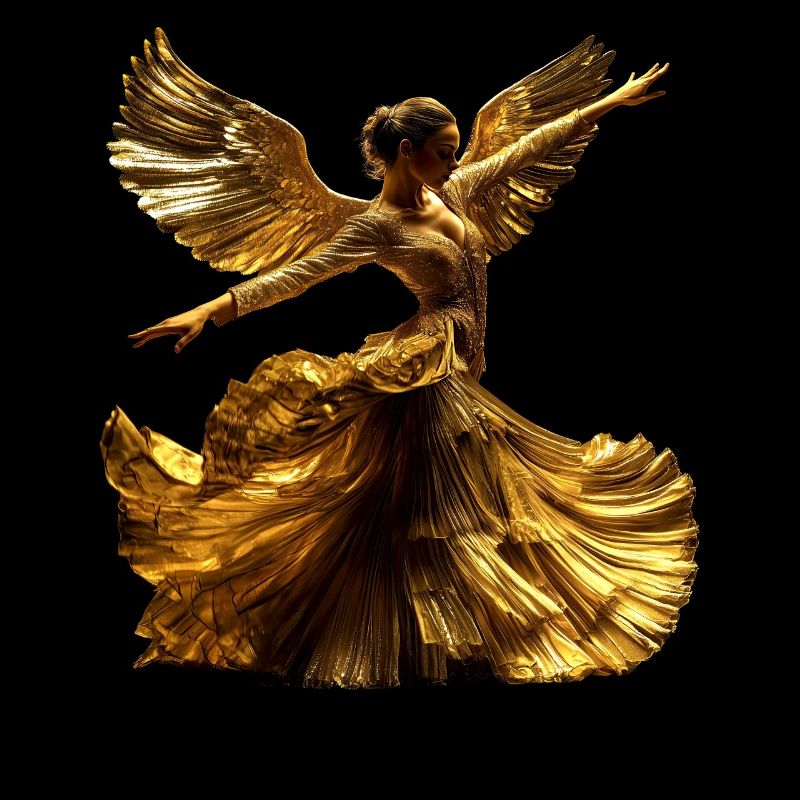 Flamenco Dancer Gold Wing Spain Dress Dancer